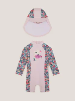 Badkleding|Badkleding|Monsoon Shell Print UPF50+ Sunsafe Suit & Sun Hat Set