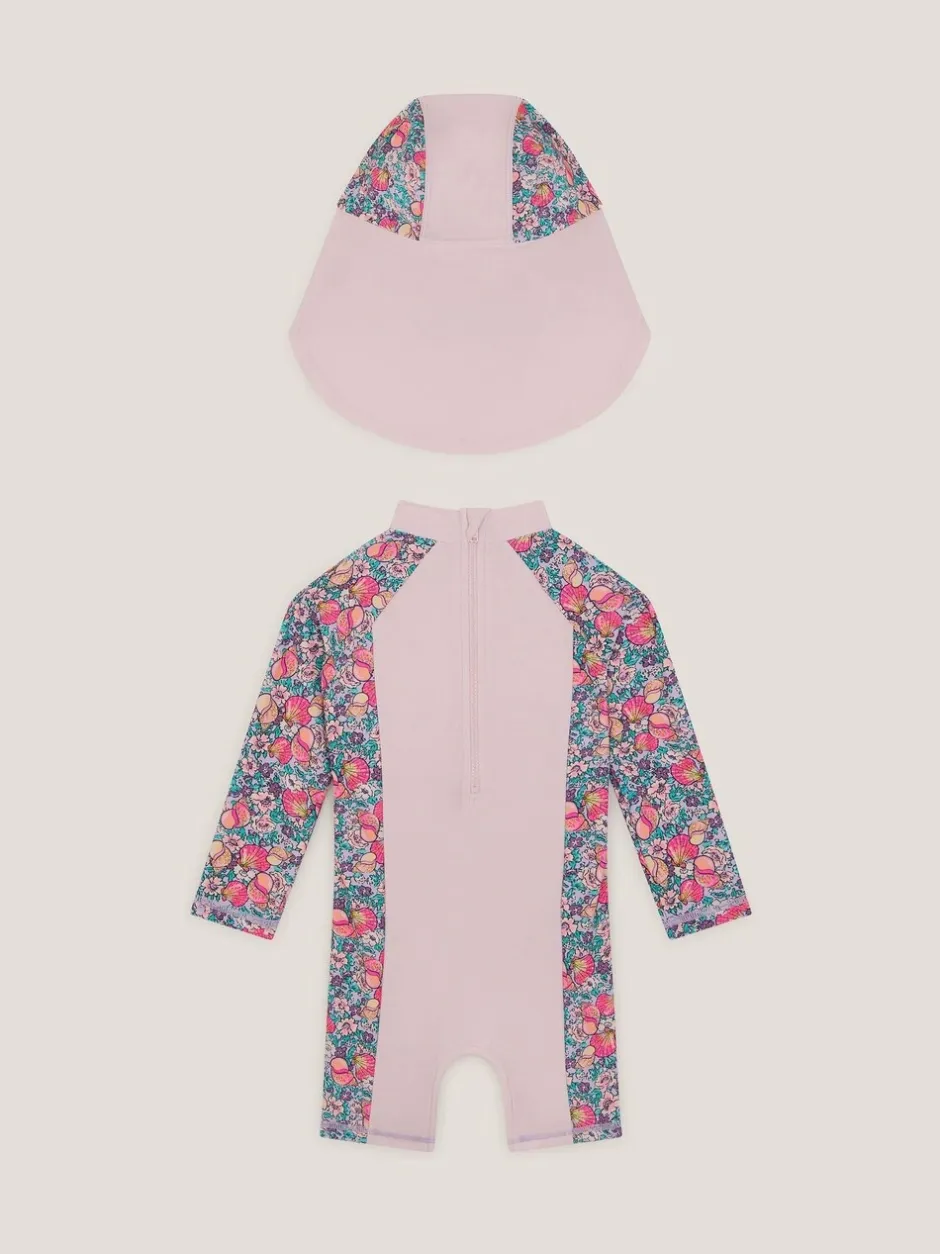 Badkleding|Badkleding|Monsoon Shell Print UPF50+ Sunsafe Suit & Sun Hat Set