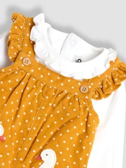 Jumpsuits En Playsuits|Jojo Maman Bébé - - Set van corduroy tuinbroek met applicatie en top Mosterdgeel eend