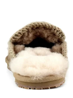 Pantoffels*Mou Suede Full Eskimo Sheepskin Lined Stitch Mule Slippers
