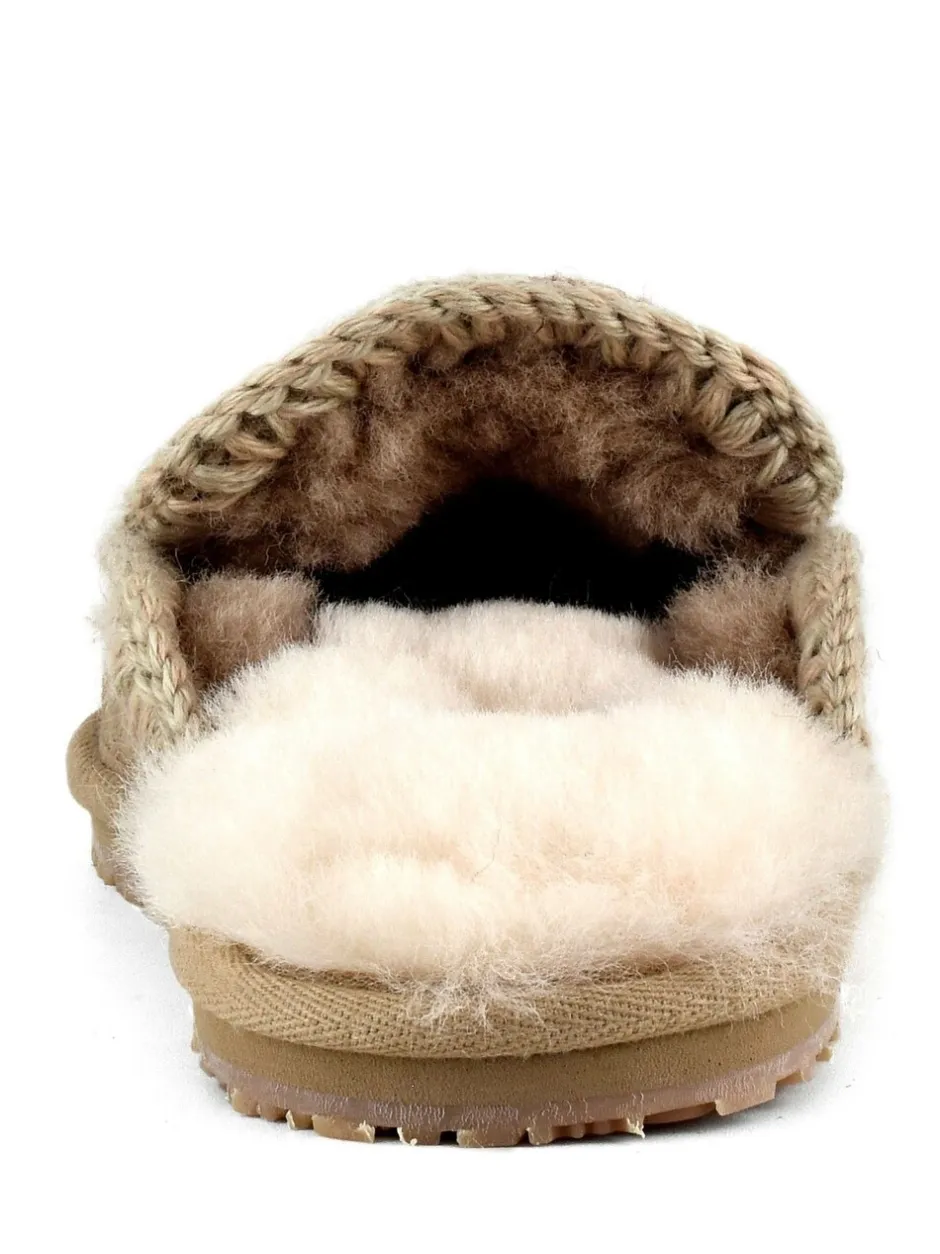Pantoffels*Mou Suede Full Eskimo Sheepskin Lined Stitch Mule Slippers