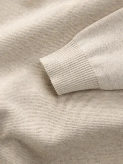 Gebreide Kleding*Next Moutkleurig - Effen - Regular fit 100% katoenen premium trui met korte rits