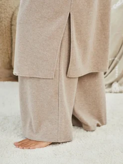 Loungewear|Gebreide Kleding|Laura Ashley - lang loungevest Moutkleurig
