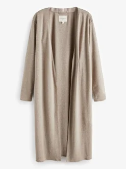 Loungewear|Gebreide Kleding|Laura Ashley - lang loungevest Moutkleurig