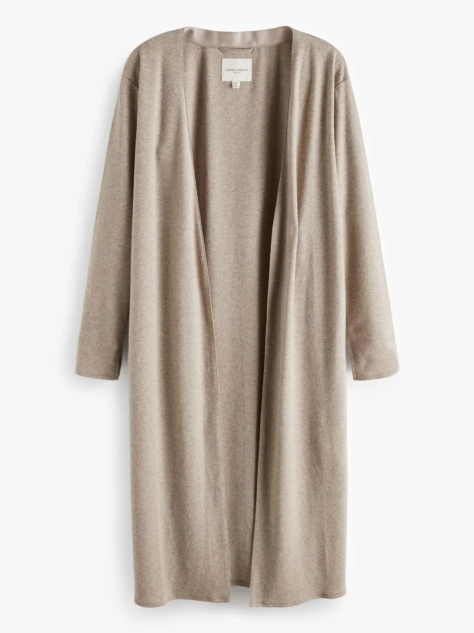 Loungewear|Gebreide Kleding|Laura Ashley - lang loungevest Moutkleurig