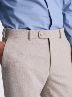 Formele Broek|MOSS - Flannel Trousers Moutkleurig