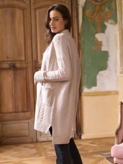 Moederschap*Seraphine Moutkleurig - Premium Soft 100% Wool Long Line Maternity Cardigan
