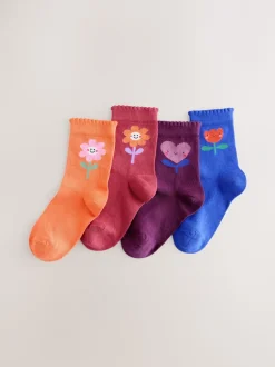 Sokken En Panty's*Next Multi - Cotton Rich Flower and Heart Ankle Socks 4 Pack