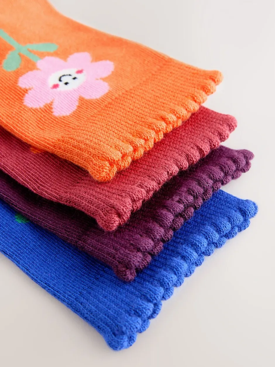 Sokken En Panty's*Next Multi - Cotton Rich Flower and Heart Ankle Socks 4 Pack