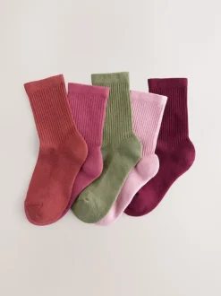 Sokken En Panty's|Sokken En Panty's|Next Multi - Katoenrijke geribde enkelSokken 5 -pack