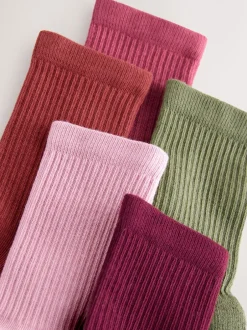 Sokken En Panty's|Sokken En Panty's|Next Multi - Katoenrijke geribde enkelSokken 5 -pack