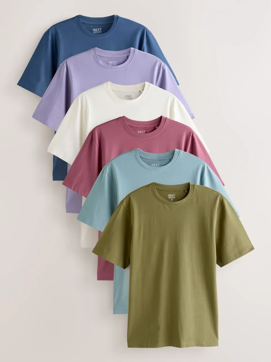 T-Shirts En Hemden|Next Multi - Normale Pasvorm - Essential katoenen T-shirts verpakking van 6