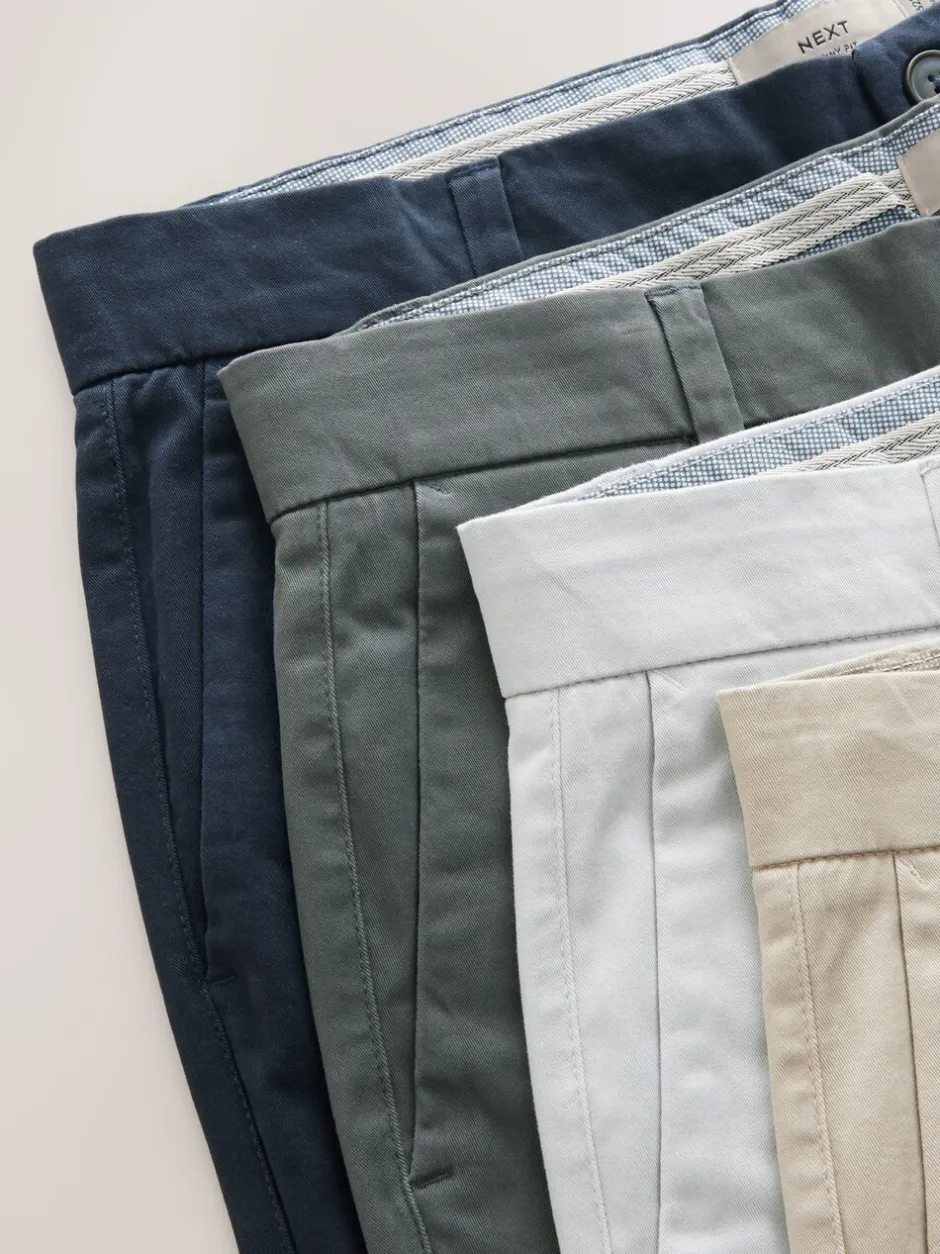 Shorts*Next Multi - Strakke Pasvorm - Set van 4 chinoshorts met stretch