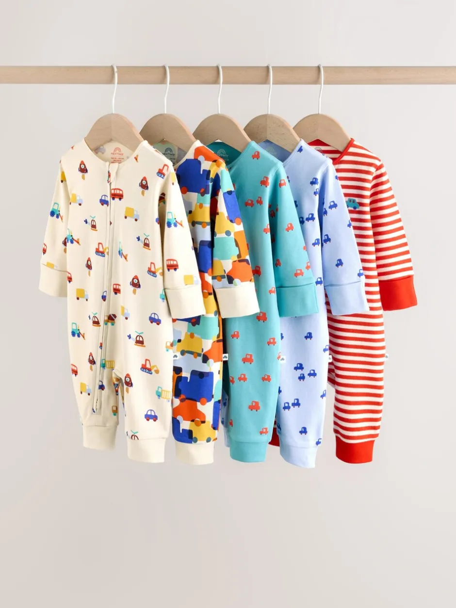 Babypakjes En Babypyjama's*Next Multi - Two Way Zip Baby Sleepsuit 5 Pack (0mths-3yrs)