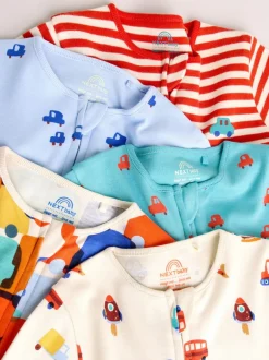 Babypakjes En Babypyjama's*Next Multi - Two Way Zip Baby Sleepsuit 5 Pack (0mths-3yrs)