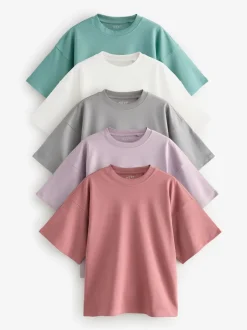 Tops En T-Shirts|Next Multi - Verpakking van 5 100% katoenen boxy T-shirts met korte mouwen