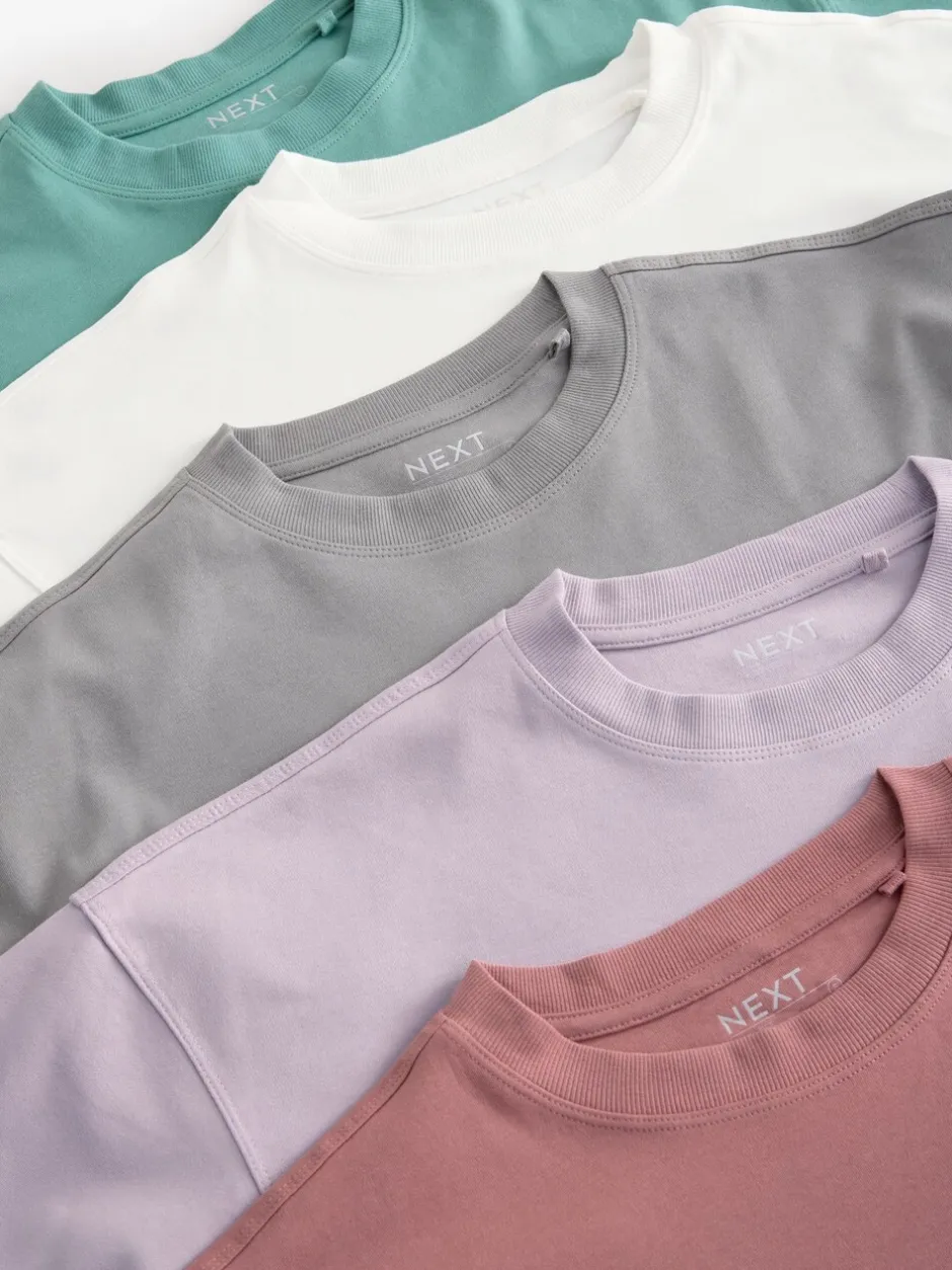 Tops En T-Shirts|Next Multi - Verpakking van 5 100% katoenen boxy T-shirts met korte mouwen