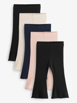 Broeken En Leggings|Next Multi - Verpakking van 5 geribbelde flare leggings (3mnd -7jr)