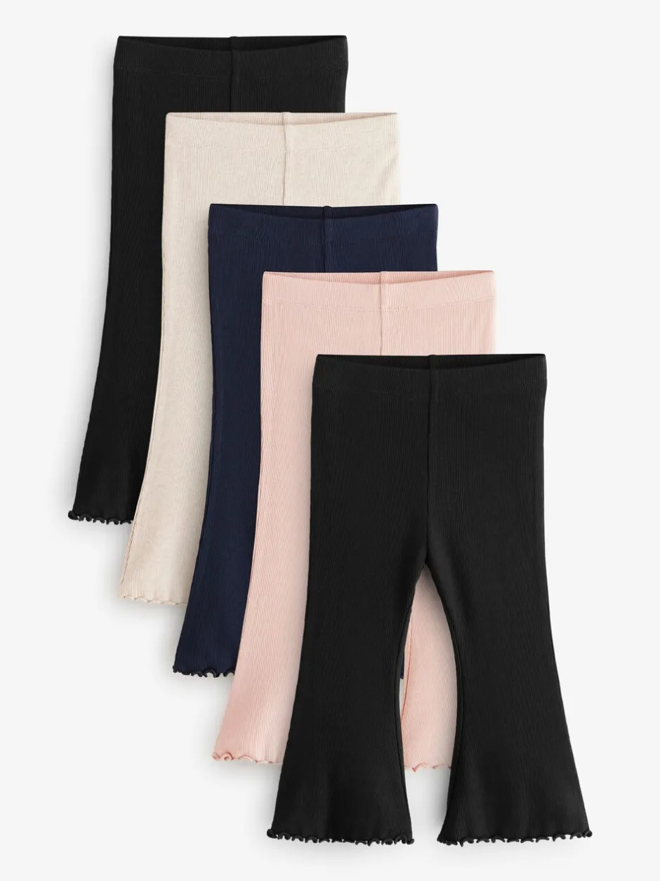 Broeken En Leggings|Next Multi - Verpakking van 5 geribbelde flare leggings (3mnd -7jr)