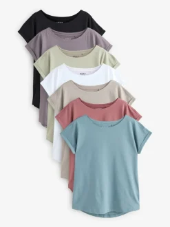Loungewear|Tops En T-Shirts|Next Multi - Verpakking van 7 T-shirts met kapmouwen van 100% katoen