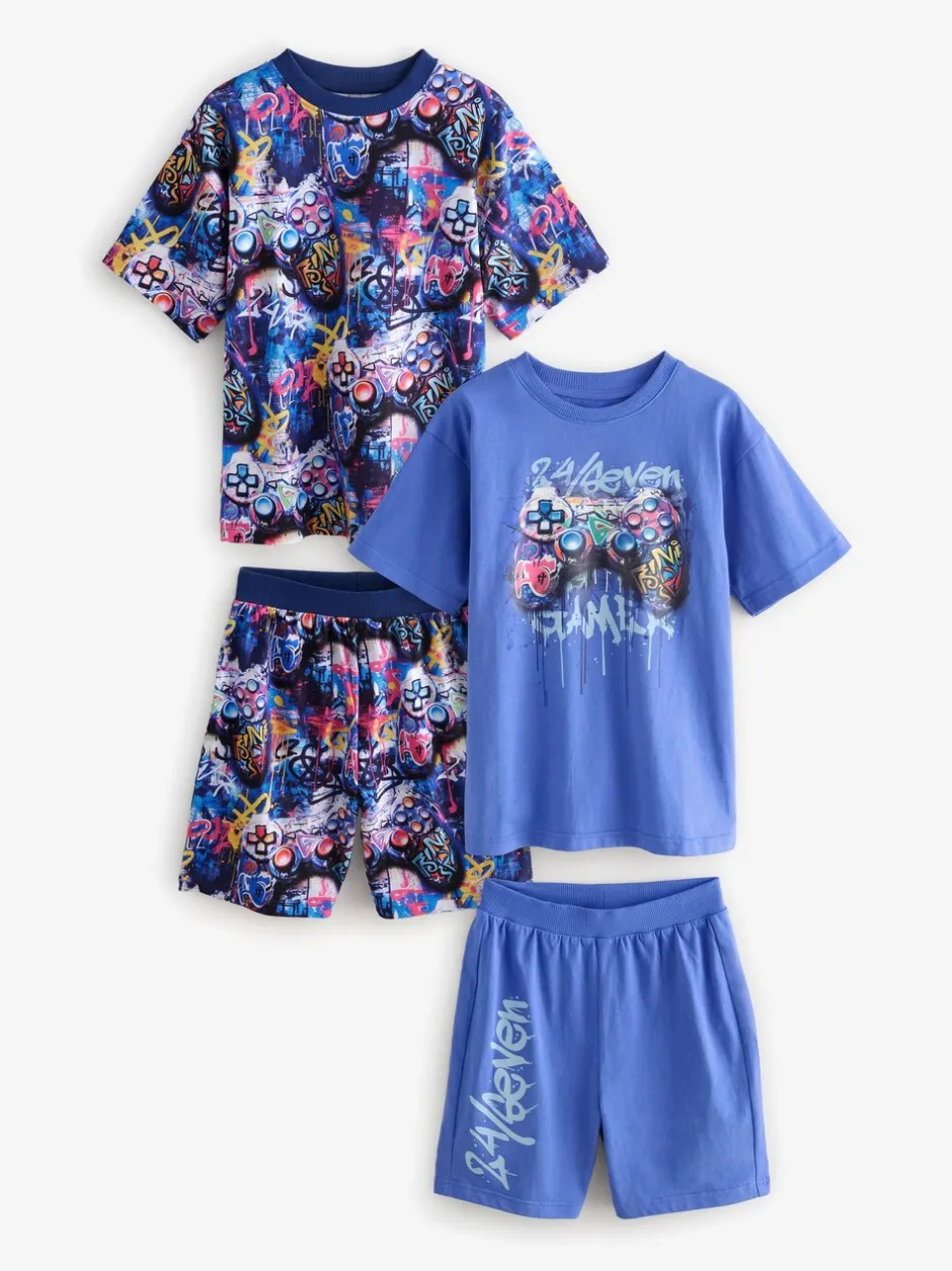 Pyjama's|Nachtkleding En Pyjama's*Next - Set van 2 pyjama's met short (3-16 jr) Multi Bright Graffiti Gamer