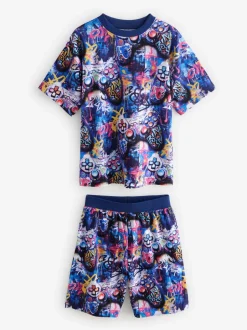 Pyjama's|Nachtkleding En Pyjama's*Next - Set van 2 pyjama's met short (3-16 jr) Multi Bright Graffiti Gamer