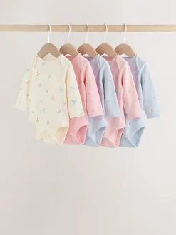 Rompertjes En Hemdjes|Next Multi Pastel Character - Set van 5 babyrompertjes met lange mouwen