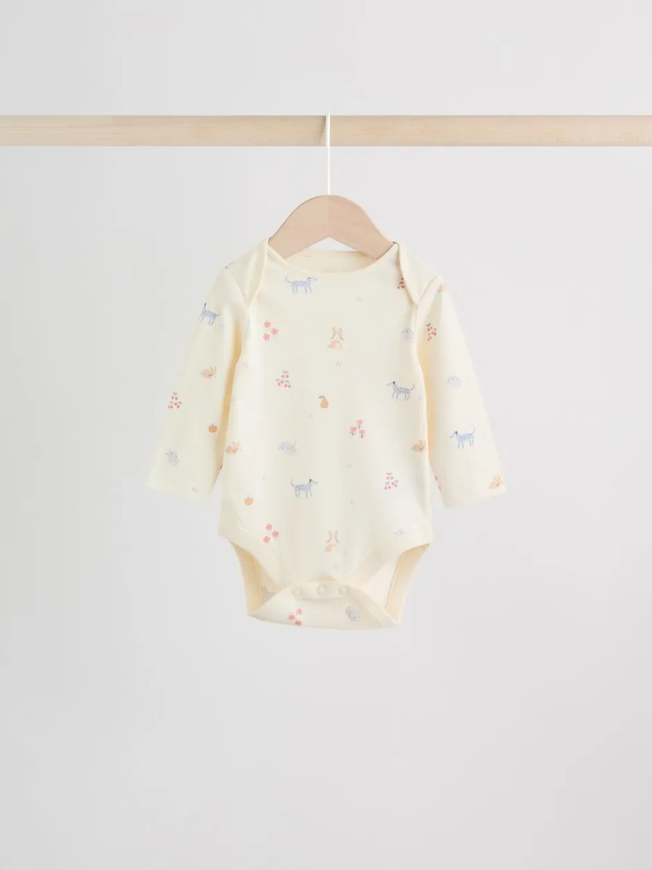 Rompertjes En Hemdjes|Next Multi Pastel Character - Set van 5 babyrompertjes met lange mouwen