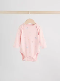 Rompertjes En Hemdjes|Next Multi Pastel Character - Set van 5 babyrompertjes met lange mouwen