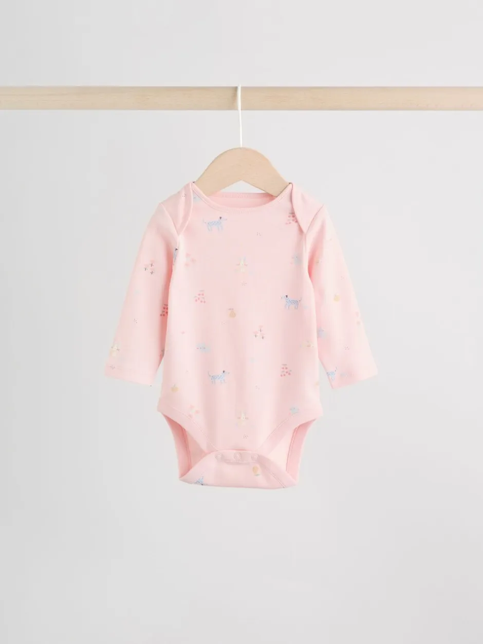 Rompertjes En Hemdjes|Next Multi Pastel Character - Set van 5 babyrompertjes met lange mouwen