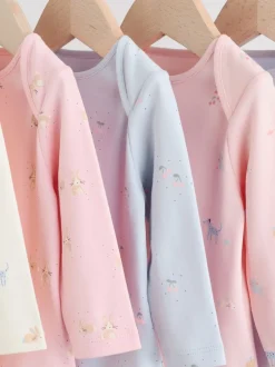 Rompertjes En Hemdjes|Next Multi Pastel Character - Set van 5 babyrompertjes met lange mouwen