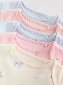 Rompertjes En Hemdjes|Next Multi Pastel Character - Set van 5 babyrompertjes met lange mouwen