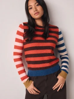 Gebreide Kleding|Next Multi Red/Blue Stripe - Trui met ronde hals en lange mouwen met wol
