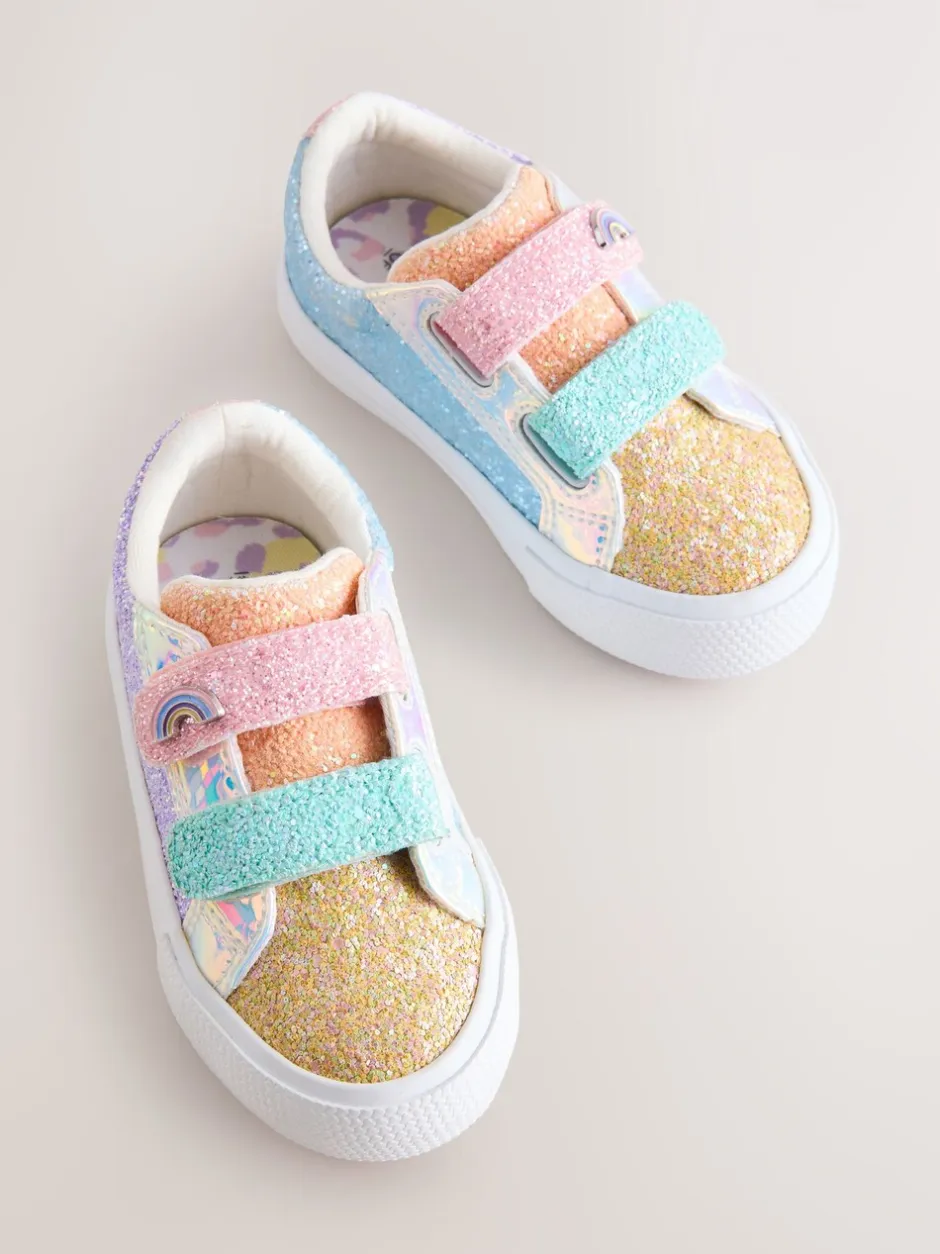 Sneakers|Next - Sneakers met dikke zool en klittenbandsluiting Multi regenboogkleurige glitters