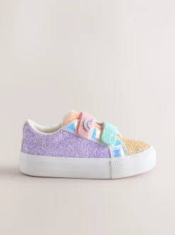Sneakers|Next - Sneakers met dikke zool en klittenbandsluiting Multi regenboogkleurige glitters