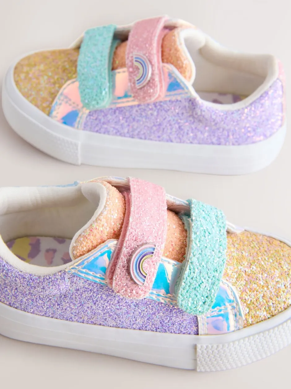 Sneakers|Next - Sneakers met dikke zool en klittenbandsluiting Multi regenboogkleurige glitters