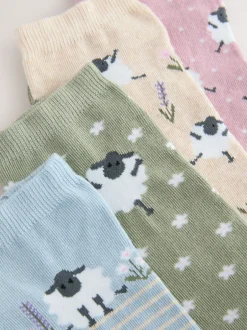 Sokken En Panty's|Sportkleding*Next Multi Sheep Print - 4 paar sneakersokken