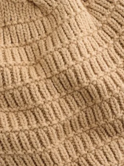 Mutsjes En Antikrabwantjes|Mutsen, Handschoenen En Sjaals|Next - Gebreide pilotenmuts voor baby's met pompon (0mnd -2jr) Natural Borg
