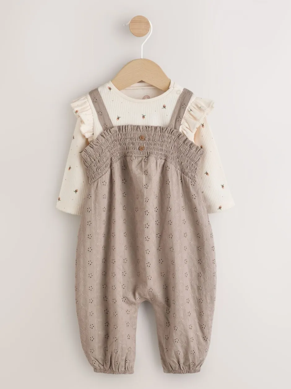 Tuinbroeken|Next - Baby tuinbroek en bodysuit 2 -delige set (0mnd -2jr) Naturel Broderie