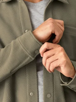 Formele Overhemden*Next - Diagonaal structuur Jersey Overshirt Naturel bruin