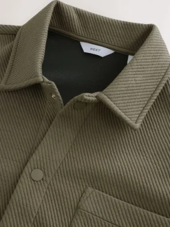 Formele Overhemden*Next - Diagonaal structuur Jersey Overshirt Naturel bruin