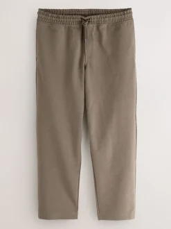 Joggingbroeken*Next - Joggingbroek van keperstof met rechte pijpen en textuur Naturel bruin