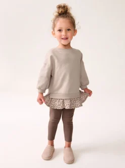 Tops|Sets En Combisets|Next - Set met top met lange mouwen en legging (3 mnd-7 jr) Naturel bruin