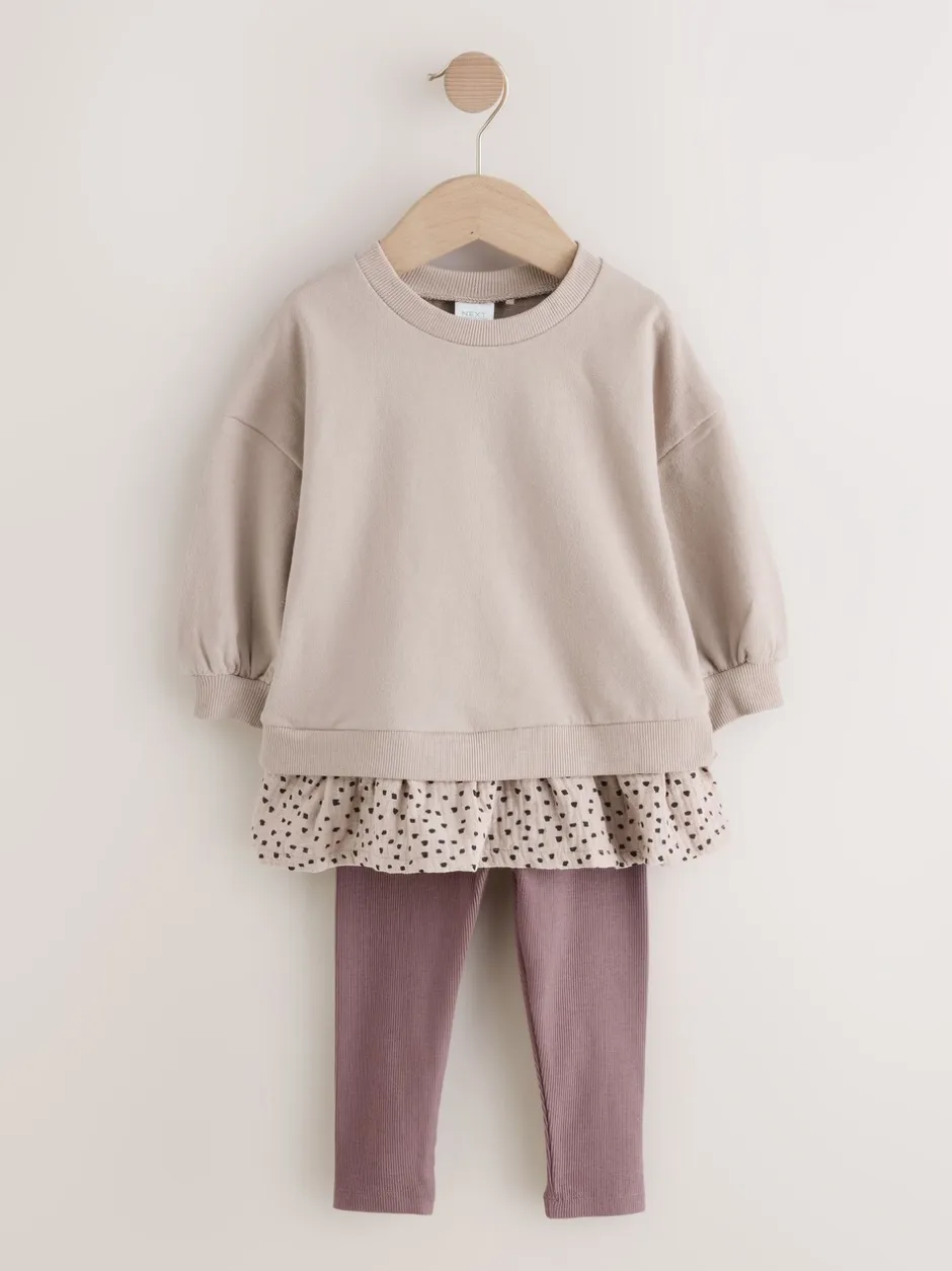 Tops|Sets En Combisets|Next - Set met top met lange mouwen en legging (3 mnd-7 jr) Naturel bruin