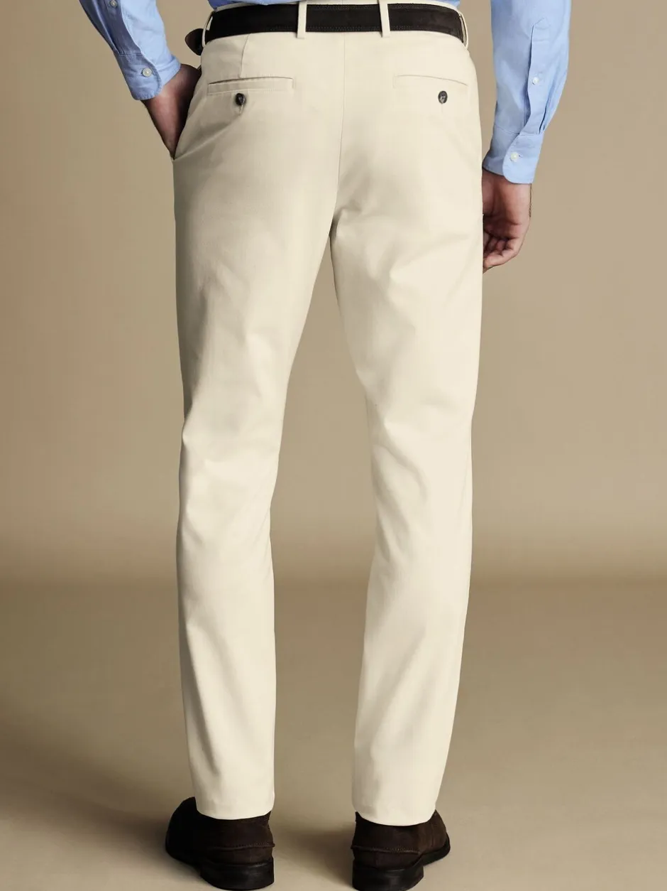Formele Broek|Charles Tyrwhitt Naturel Cream - Classic Fit ultimate chino zonder plooien