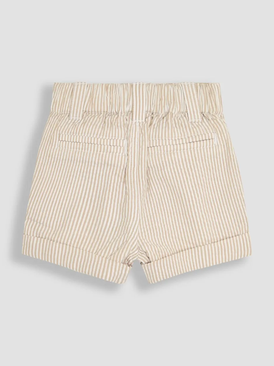 Shorts|Jojo Maman Bébé - Seersucker gestreepte short van 100% katoen Naturel kiezelkleur