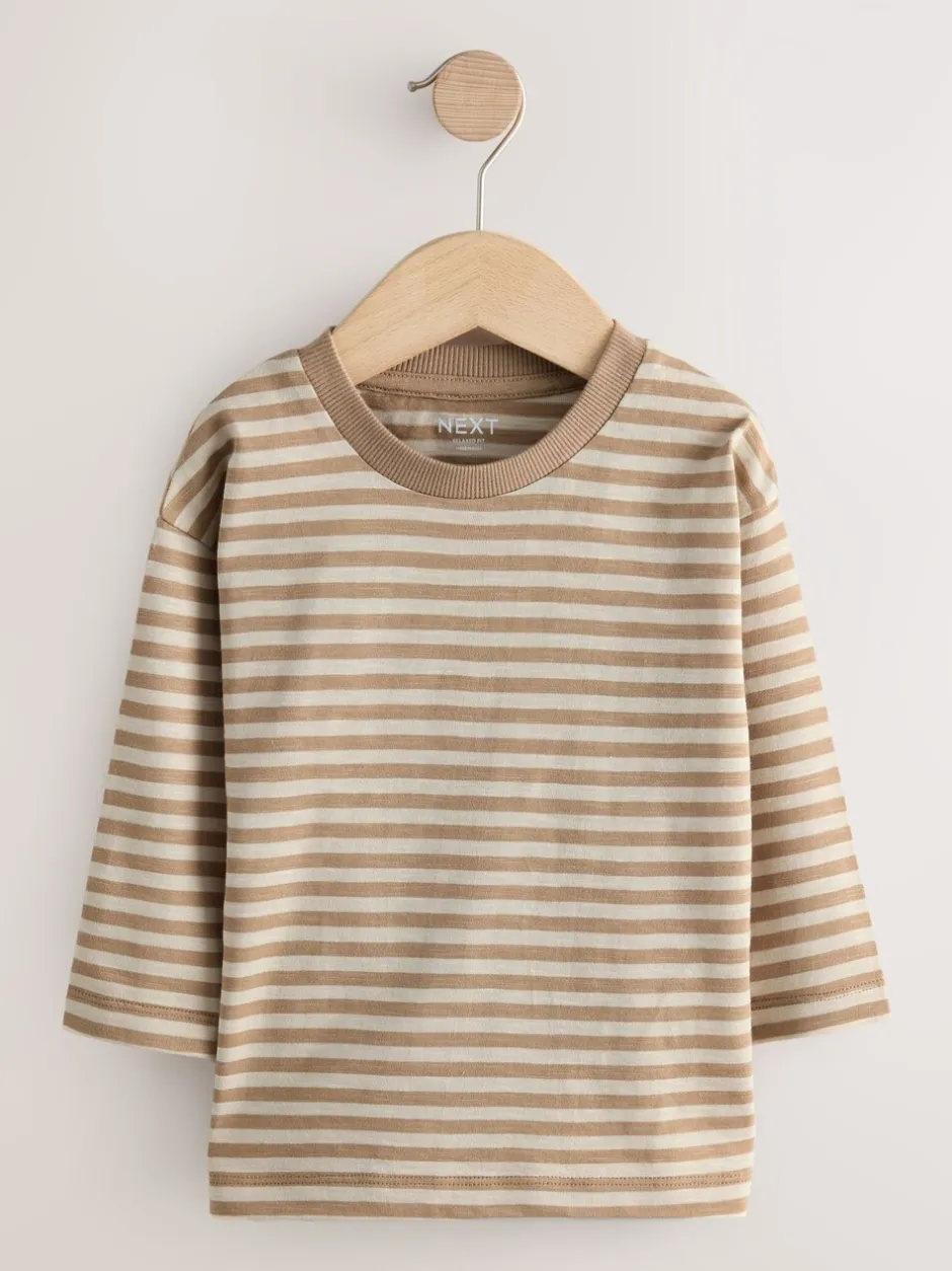Tops|T-Shirts*Next - T-shirts met lange mouwen en dierenfiguurprint verpakking van 3 (3 mnd - 7 jr) Naturel Lichtbruin Hamish