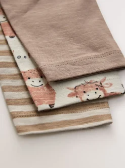 Tops|T-Shirts*Next - T-shirts met lange mouwen en dierenfiguurprint verpakking van 3 (3 mnd - 7 jr) Naturel Lichtbruin Hamish