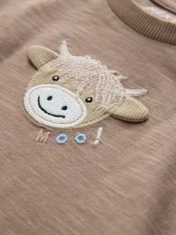 Tops|T-Shirts*Next - T-shirts met lange mouwen en dierenfiguurprint verpakking van 3 (3 mnd - 7 jr) Naturel Lichtbruin Hamish