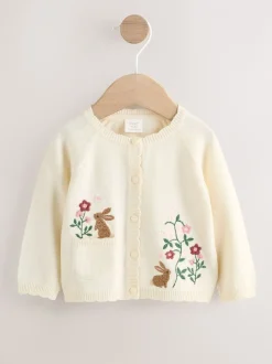 Truien En Breisels|Gebreide Kleding*Next Naturel met borduursel - Baby Bunny Cardigan (0mths-3yrs)